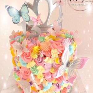 עוגת פרחים פרפרים